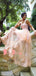 Blush Pink Lace Appliques See-through Tulle Bottom Sleeveless Sweetheart Neck Prom Dresses. DB1056