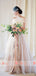 Unique Design Strapless A-line Blush Pink Chiffon Beach Wedding Dresses,DB0144