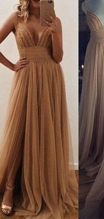 New Spaghetti Strap V-Neck Ball Gown Formal Charming For Teens Evening Prom Gown Dress. DB1026