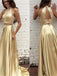 New Arrival Gold Sequins Two Pieces High Neck Open Back Sparkly Evening Party Prom Dress,PD0062