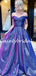 Vintage Off-shoulder A-line Satin Formal Prom Dresses.DB0068