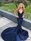Mermaid V-neck Open Back Long Prom Dresses Evening Dresses.DB10319
