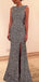 Long A-line Sparkly Sliver Sequins Split Side Sexy Elegant Charming Cowl Backless Evening Prom Dress, PD0142
