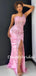 Sexy Mermaid One-shoulder Side Slit Long Prom Dresses Evening Dresses.DB10821