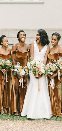 Sexy Off-shoulder Side Slit Mermaid Floor Length Bridesmaid Dresses.DB10463