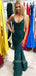 Sexy V-neck Mermaid Satin Open Back Long Prom Dresses Evening Dresses.DB10373