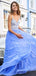 Charming V-neck Tulle  A-line Long Prom Dresses Evening Dresses.DB10613