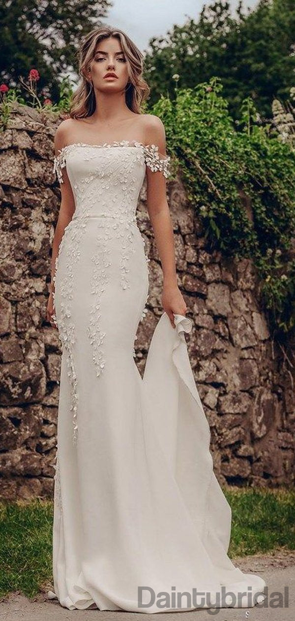 Elegant Straight Mermaid Simple Wedding Dresses With Appliques.DB10183 DaintyBridal Elegant Straight Mermaid Simple Wedding Dresses With Appliques.DB10183 DaintyBridal
