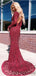 Mermaid V-neck Open Back Long Prom Dresses Evening Dresses.DB10253