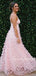 Sexy V-neck Tulle A-line Long Evening Prom Dresses.DB10393