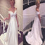 Cheap Simple A-line New Off Shoulder V-neck Long Train  Elegant Satin Ball Gown Wedding Dresses. DB0120