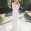 Elegant Sexy Deep V-Neck Long Sleeve Lace Top Mermaid Sweep Trailing Wedding Party Dresses, WD0038
