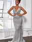 Sexy V-Neck Sequin Mermaid Long Prom Dresses Evening Dresses.DB10503