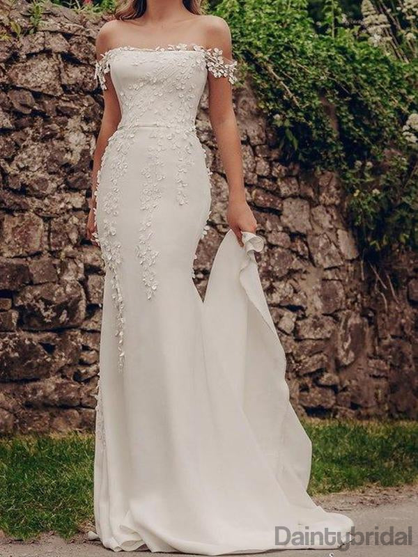 Elegant Straight Mermaid Simple Wedding Dresses With Appliques.DB10183 DaintyBridal Elegant Straight Mermaid Simple Wedding Dresses With Appliques.DB10183 DaintyBridal