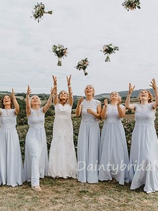 New Arrival Scoop Neck Floor Length Long Chiffon Bridesmaid Dresses.DB DaintyBridal New Arrival Scoop Neck Floor Length Long Chiffon Bridesmaid Dresses.DB DaintyBridal