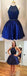 Halter backless Royal Blue Beaded homecoming dresses, CM0026