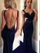 Long Black Beading Backless Sexy Fashion Mermaid notched Waist  Evening Party Prom Dress, PD0147