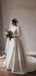 Scoop Neck Satin A-line Open Back Wedding Dresses,DB10264