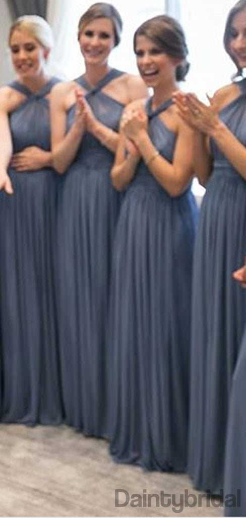 Halter Chiffon A-line Floor Length Long Bridesmaid Dresses.DB10229