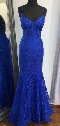 Sexy V-neck Lace Mermaid Prom Dresses Evening Dresses.DB10243