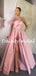 Sexy Straight Side Slit Satin A-line Prom Dresses Evening Dresses.DB10789