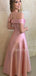 Charming Off-shoulder Floor Length Satin A-line Long Prom Dresses Evening Dresses.DB10443
