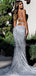 Sexy Sweetheat Sequin Side Slit Mermaid Open Back Long Prom Dresses Evening Dresses.DB10504