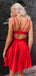 A-Line V-neck Satin Open Back Homecoming Dresses,Formal Homecoming Dresses.BD10297