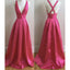Simple Deep V-Neck Sleeveless A-line Prom Dresses. DB1010