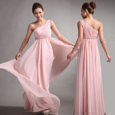 Simple Cheap Popular Junior Asymmetric Empire Waist Pink Chiffon Pleating Wedding Party Bridesmaid Dresses, WG49
