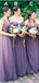 Popular Convertible Mismatched Purple Tulle Long A-line Wedding Party Dresses Cheap Charming Bridesmaid Dresses, WG167