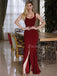 Charming V-neck Mermaid Jersey Slit Fashion Prom Dresses Evening Dresses.DB10494