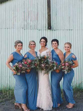 Simple Mermaid V-neck Sexy Long Bridesmaid Dresses.DB10763