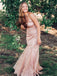 Simple Spaghetti Strap V-neck Mermaid Prom Dresses Evening Dresses.DB10803