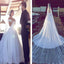Luxurious Off Shoulder Large Tulle Train Open V-back  Appliques Ball Gown Wedding Dress, WD0135