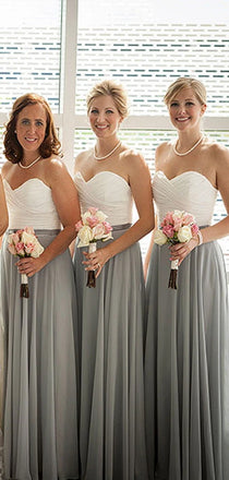 Cheap Long Elegant Sweetheart Strapless Simple Column Floor-Length Pleating  Bridesmaid Dresses, WG35