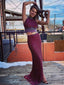 Halter Mermaid  Sequin Two Piece Long Prom Dresses. DB10275