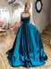 Simple Blue Ball Gown Elastic Silk Lace Up Back Long Prom Dress.DB10022