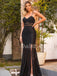 Charming Spaghetti Strap Mermaid Tulle Lace Side Slit Long Prom Dresses Evening Dresses.DB10484