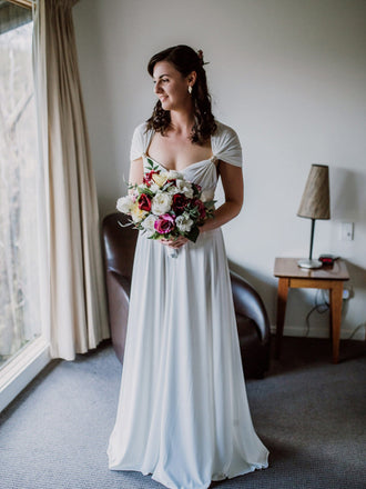 Vintage Chiffon Lace Up Back Long Wedding Dresses.DB10639