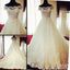 Gorgeous A-line Off Shoulder Cap Sleeve Vintage Lace Chapel Trailing Wedding Party Dresses, WD0004