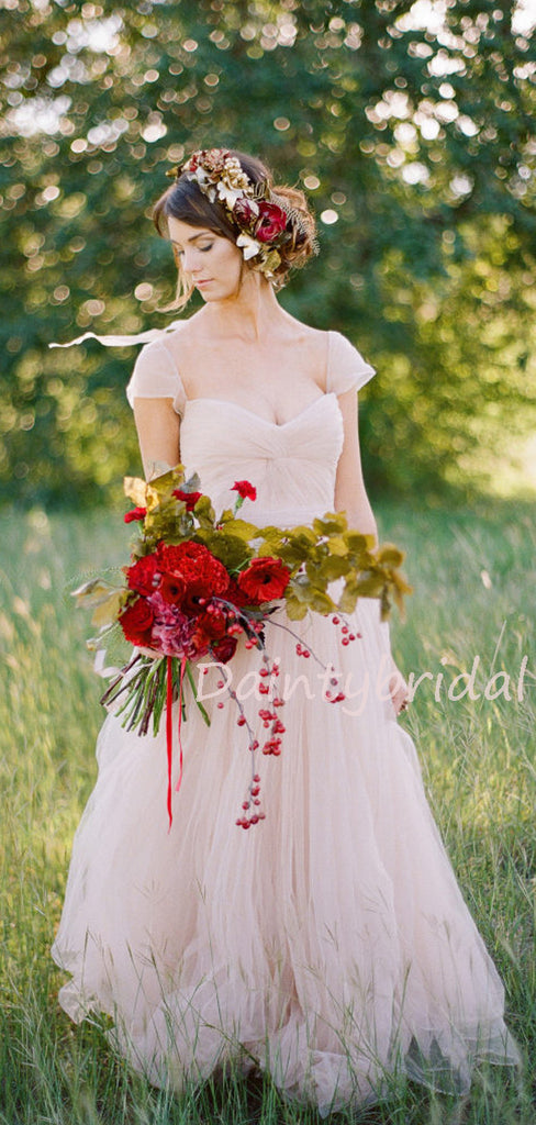 Gogerous Sweetheart Tulle A-line Wonderful Wedding Dresses Evening Dresses.DB10620