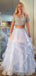Halter Tulle Sleeveless Two-pieceA-line Long Prom Dresses.DB10175