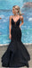 Mermaid V-neck Satin Long Prom Dresses Evening Dresses.DB10244