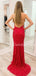 Sexy V-neck Mermaid Halter Open Back Fashion Prom Dresses Evening Dresses.DB10495