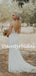 Simple Spaghetti Strap Tulle Lace Side Slit Long Wedding Dresses.DB10780