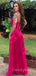 Charming V-neck Floor Length Side Slit Long Prom Dresses Evening Dresses.DB10355