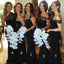 Cheap Simple Mismatched Sexy Black Yard  Scalloped Neck Long Mermaid Bridesmaid Dresses, WG54