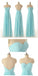 Cheap Simple Junior Strapless Sweetheart Blue Chiffon A-line Floor-Length Wedding Party Bridesmaid Dresses , WG56