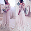 Stunning Off Shoulder Half Sleeve Long A-line Lace Appliques Sweep Trailing Wedding Party Dresses, WD0059